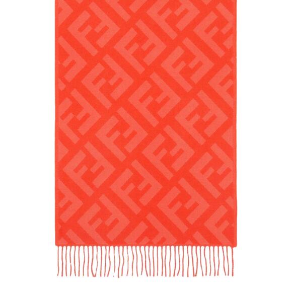Fendi FF Print Tulip Woven Cashmere Fringe